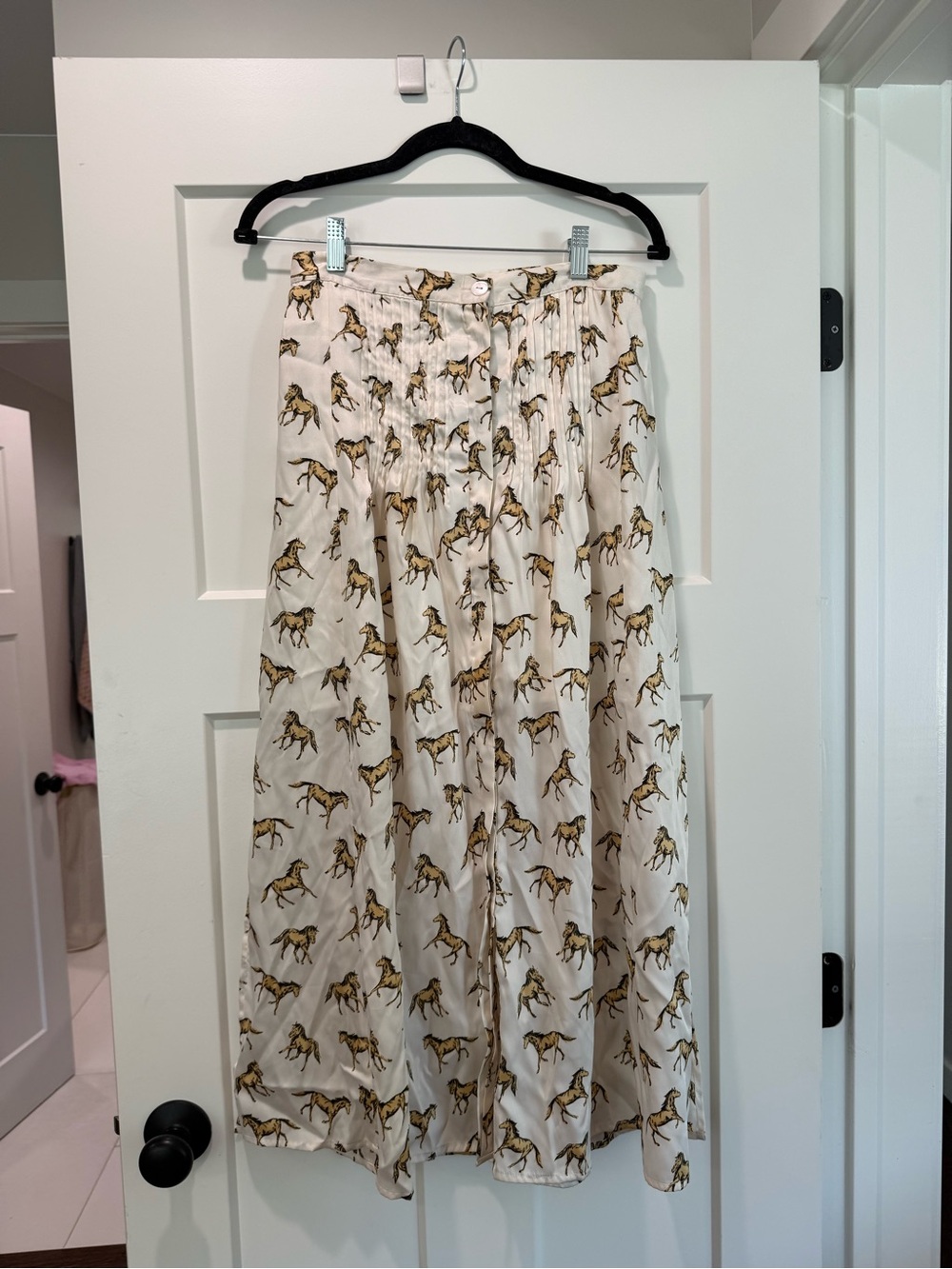 Topshop Cream Maxi Skirt with Horse Print